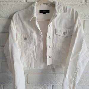 White Cropped Corduroy Jacket Sz S